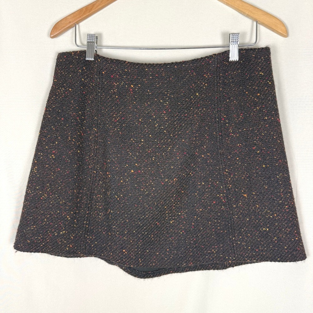 COS x Chris Perani Flecked Wool Silk Mini Skirt Brown Tweed - 12 Limited Altered